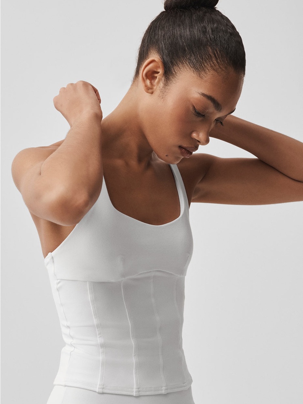 Alo yoga Sparks Fly Corset Tank vintage Pink / Olive Green / Crisp White nwt - Picture 5 of 14